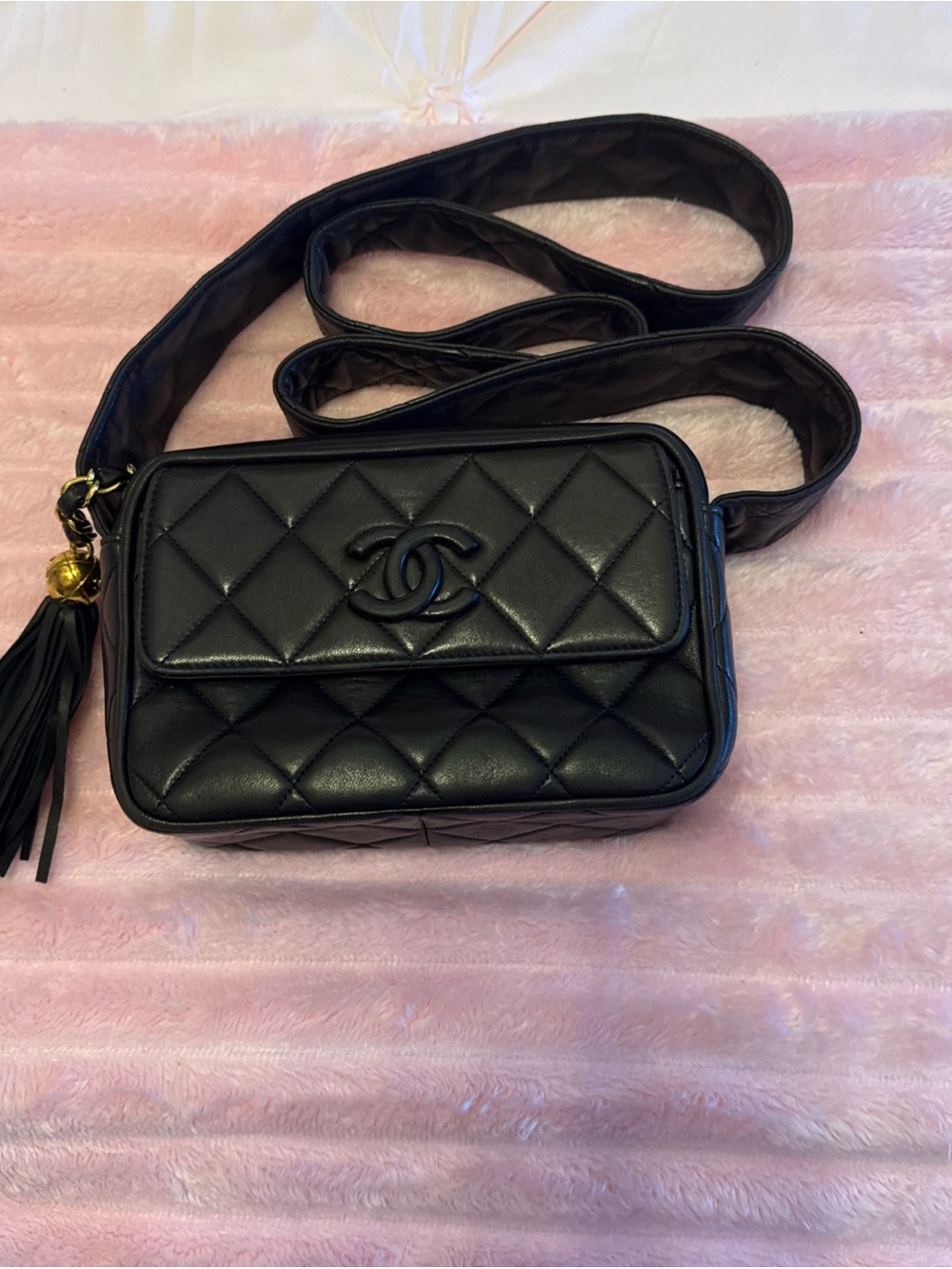 CHANEL Brown Quilted Leather Crossbody with Tassel